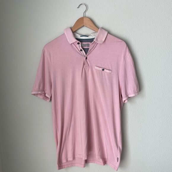 Ted Baker London Tortila Slim Fit Tipped Pocket Polo in Light Pink - Picture 2 of 8